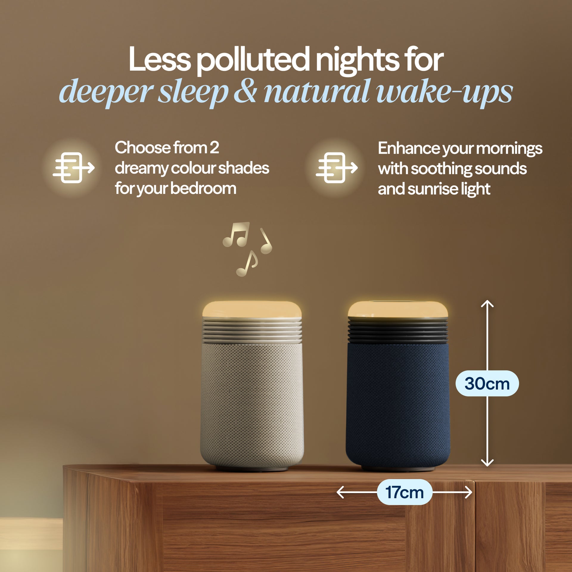 Mini Restful™ Sunrise Clock Air Purifier Coastal Beige