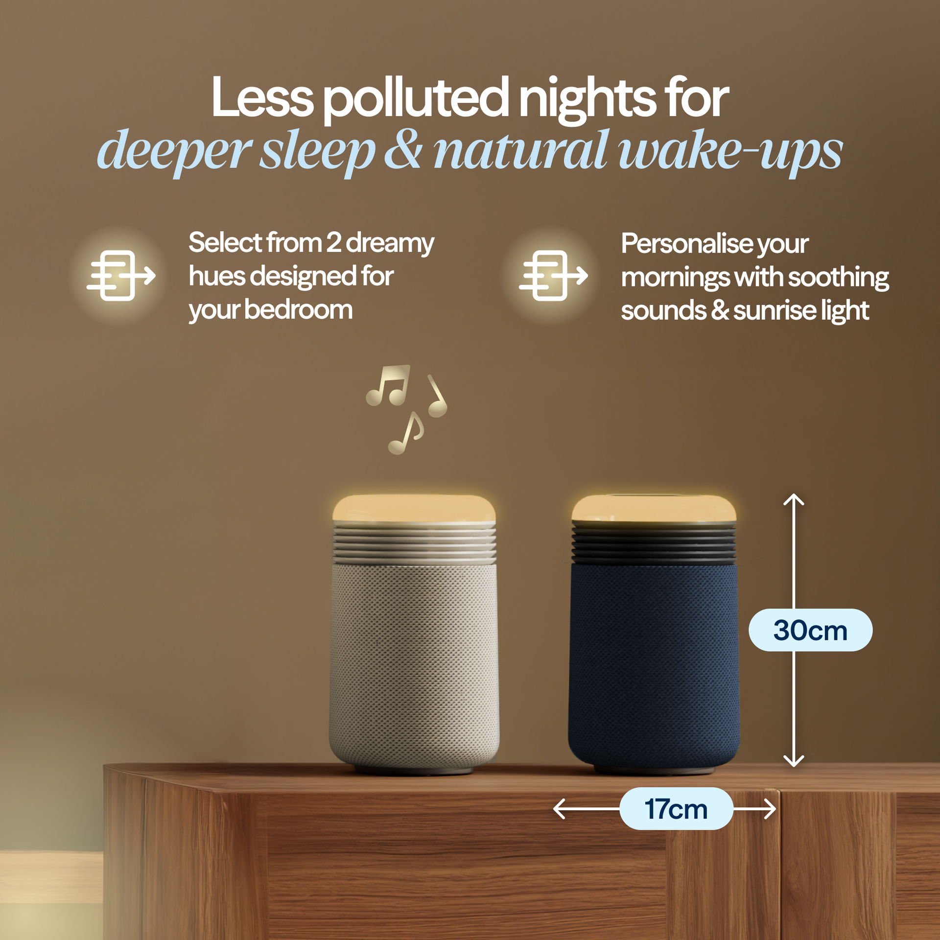 Mini Restful™ Sunrise Clock Air Purifier Midnight