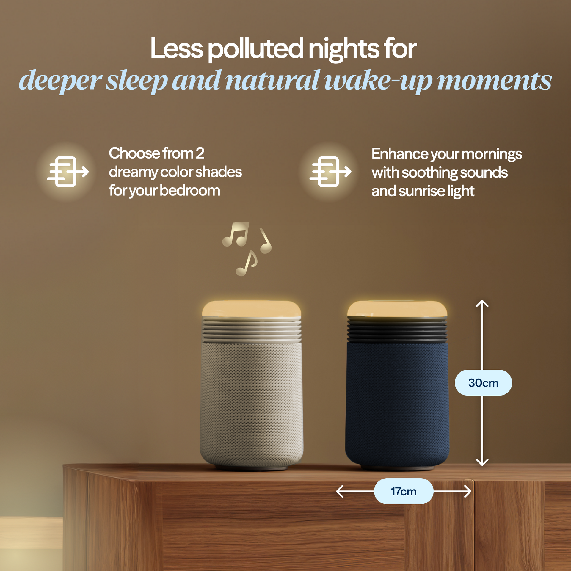 Mini Restful™ Sunrise Clock Air Purifier in Costal Beige