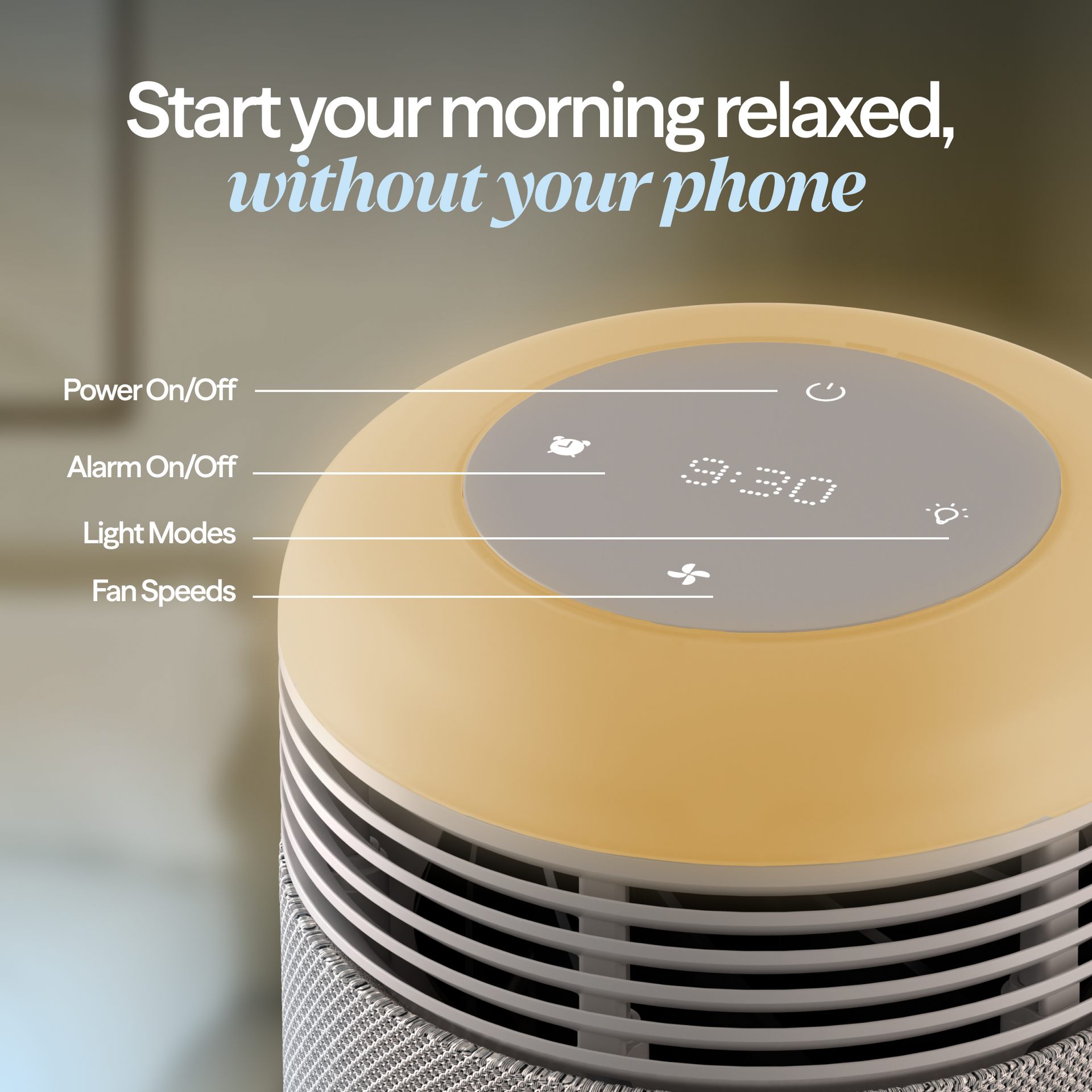 Mini Restful™ Sunrise Clock Air Purifier in Costal Beige