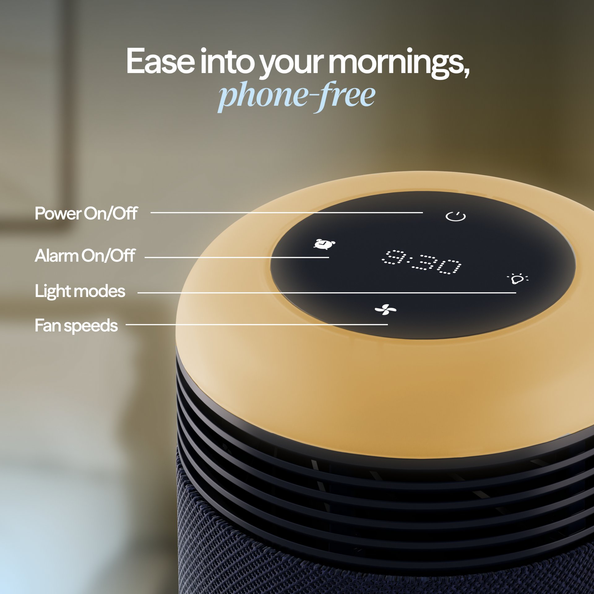 Mini Restful™ Sunrise Clock Air Purifier Midnight