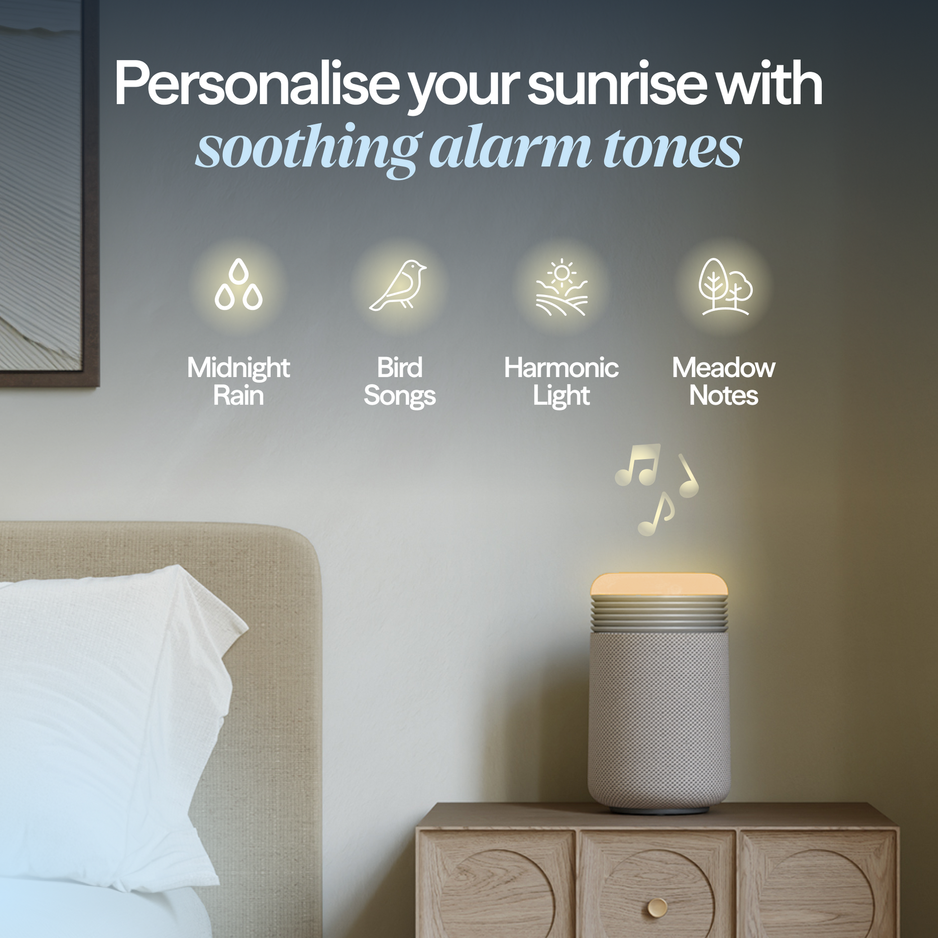 Mini Restful™ Sunrise Clock Air Purifier in Costal Beige