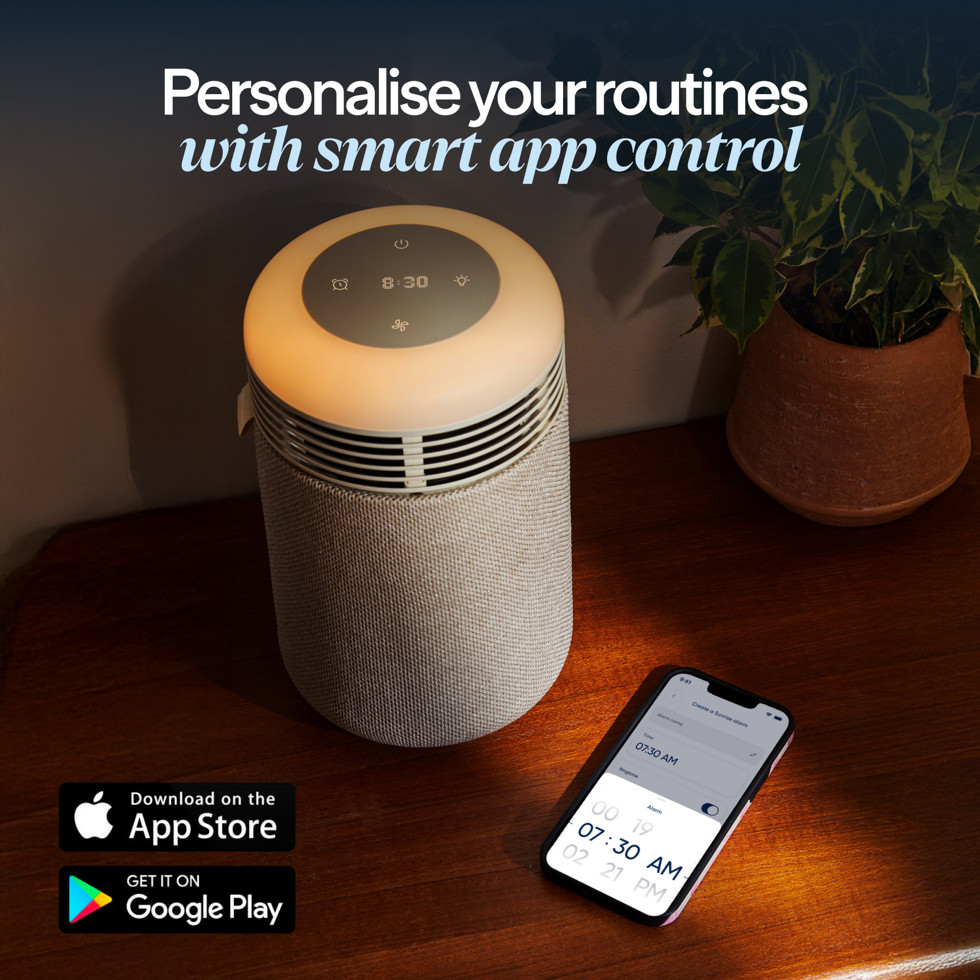 Mini Restful™ Sunrise Clock Air Purifier in Costal Beige